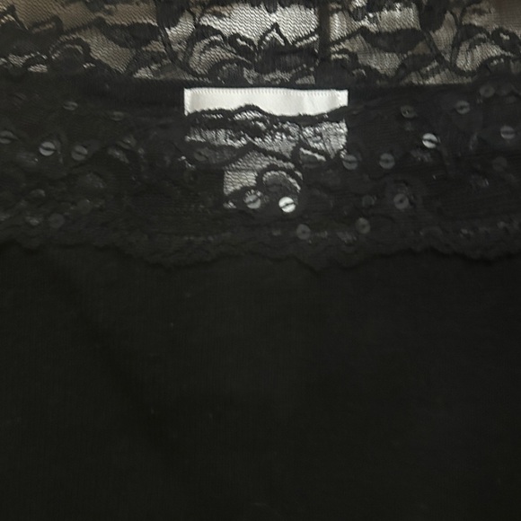 Vtg Chadwick’s Black Knit Sweater Top with  Lace Scoop Neckline - Picture 4 of 7